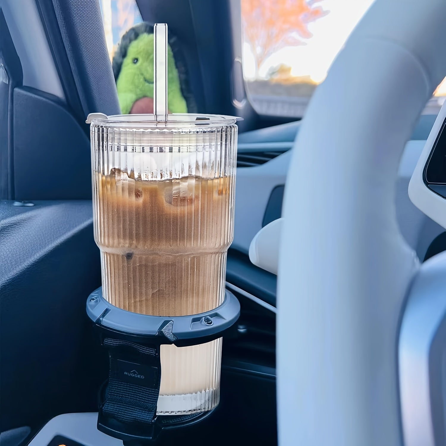 2/4pcs Vintage Clear Striped Glass Drink Container With Sealed Lid Inverted Leak Proof, Easy To Carry, Glass Mug With Straw, Thickened Insulated Glasses