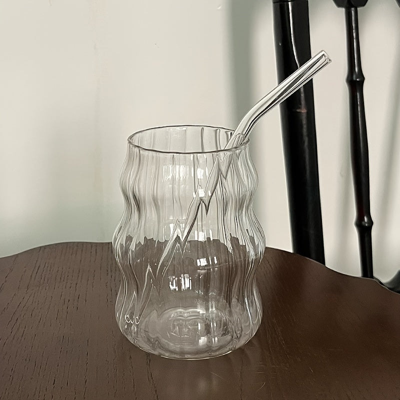 2/4pcs Chubby Cloud-Shaped Glass Drinking Cups with Lids and Straws, Transparent Irregular Glassware for Milk, Iced Coffee, Juice - No Assembly Required