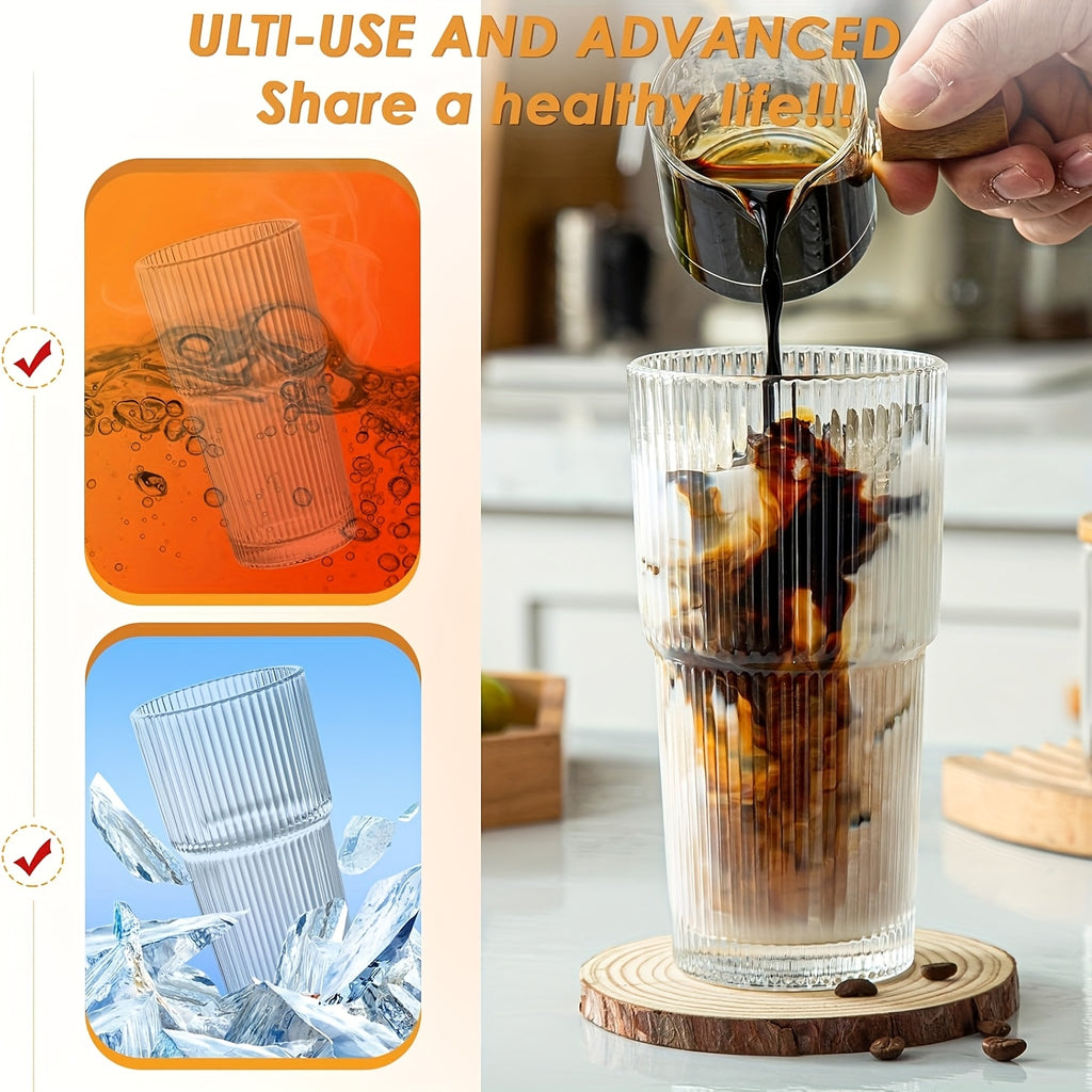 2pcs, 600ml/20oz High-value Glass Cups With Lids And 2 Straws, Thick Glass, Portable Drinking Cups - Coffee Cups, Beverage Cups, Smoothie Cups, Coffee Cups, Party Cups, Exquisite Gifts - Mother'S Day Gifts, Birthday Gifts