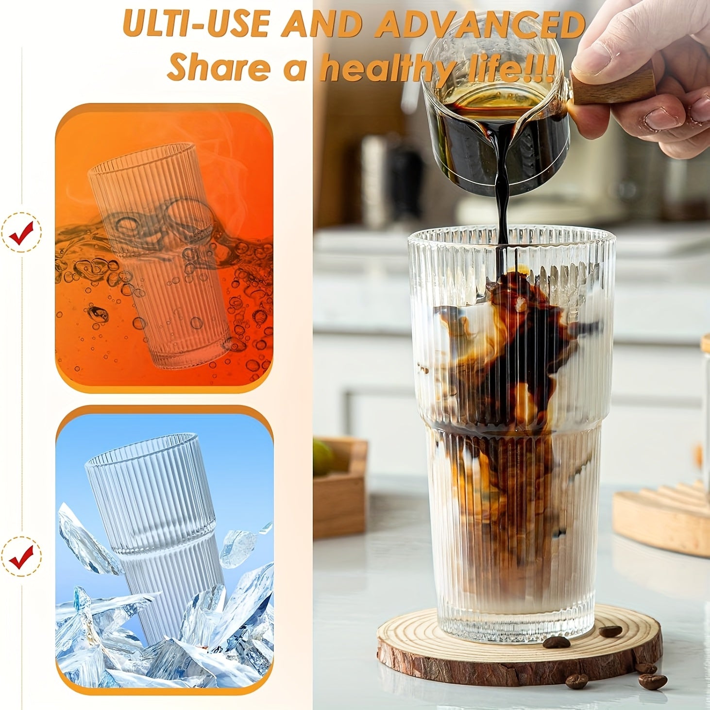 2pcs, 600ml/20oz High-value Glass Cups With Lids And 2 Straws, Thick Glass, Portable Drinking Cups - Coffee Cups, Beverage Cups, Smoothie Cups, Coffee Cups, Party Cups, Exquisite Gifts - Mother'S Day Gifts, Birthday Gifts