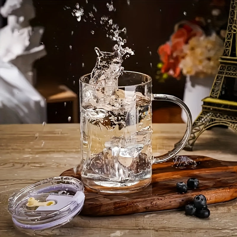 2/4 High-capacity Glass Cups, Heat-resistant Household Drinking Cups, Come With Cup Brushes, Straws, And Lids, Available In Multiple Colors