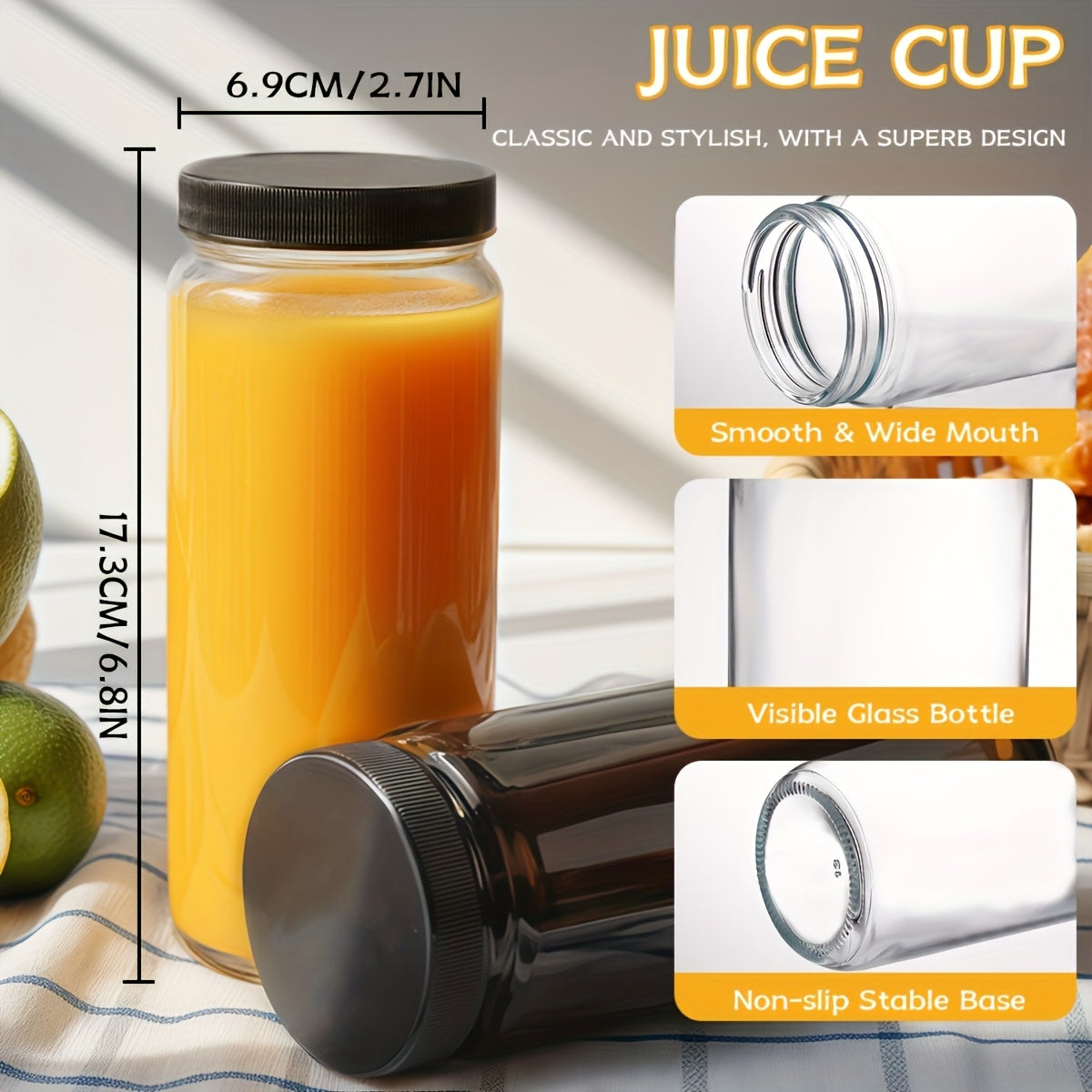 Clear Glass Mug, Sports Drinking Mug with Sealed Lid, Reusable Drink Storage Container for Car, Travel, Mother's Day Gift for Mom, Extra 2 Straws And Perforated Lid