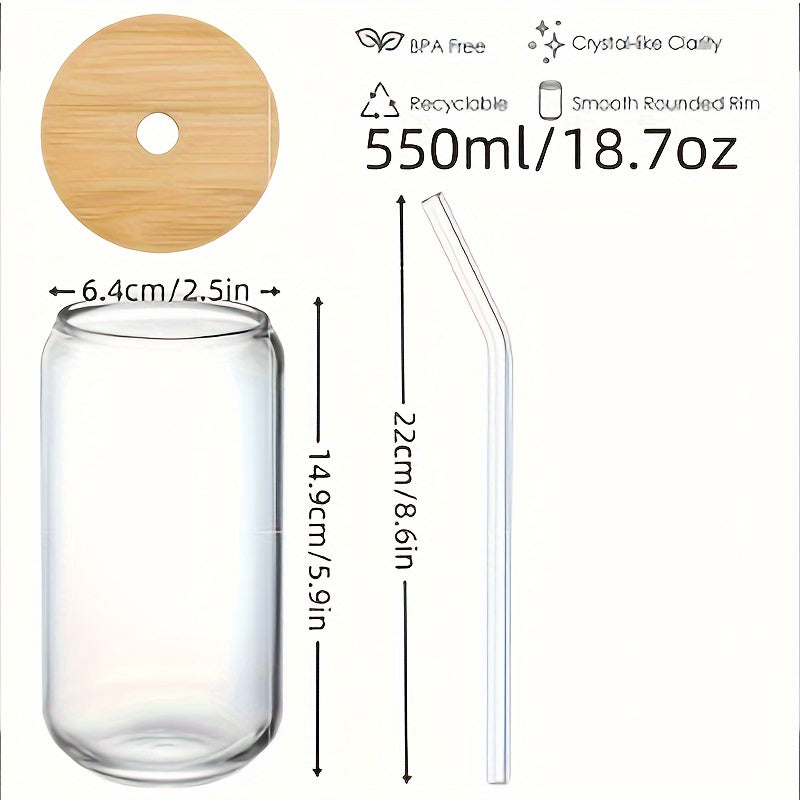 4pcs, 550ml Christmas Tree Glass With Lid And Straw, Home Office Cup, Tea, Beer, Cola, Milk Cup