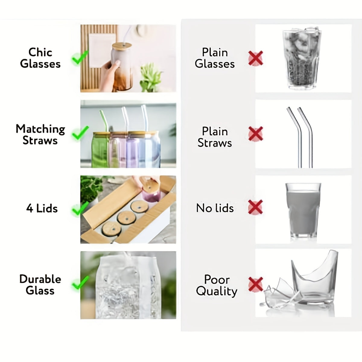 14pcs Set of Colorful Glasses with Lids, Straws, and Brushes - Reusable, Freezer-Safe, Ideal for Hot and Cold Beverages, Perfect for Parties and Gatherings, Party Drinkware | Vibrant Glasses | Durable Glassware, Glasses for Drinks