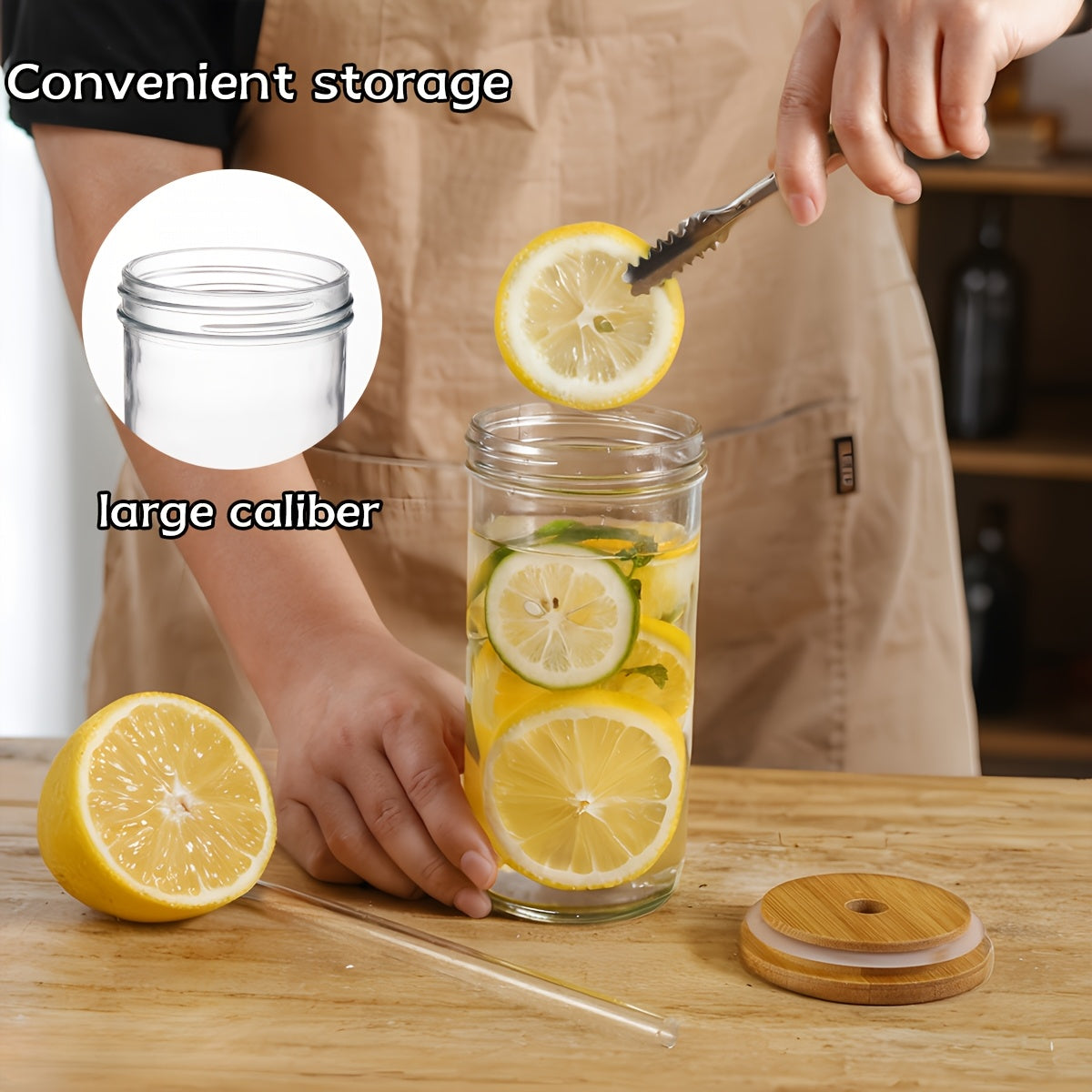 8pcs (4 Cups+4 Lids) Novelty Tableware With Double Lid Design And Glass Straws, Suitable For Yogurt, Tea, Milk, Iced Coffee, Salad As Birthday Gifts For Wives And Mothers, With Straw Cleaning Brush Included
