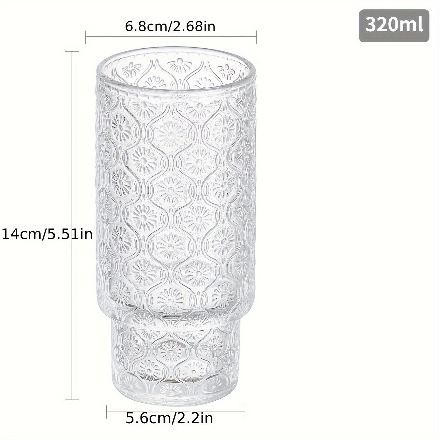 Glass Cups with Lids And Straws 4 Packs, Bamboo Mason Jar Valentines Party Drinking Jars Glasses, 11oz Beaded Glassware, Vintage Glassware Set, Embossed Vintage Drinking Glasses for Beer, Cocktail, Soda, Iced Coffee, Smoothie, Tea, Water
