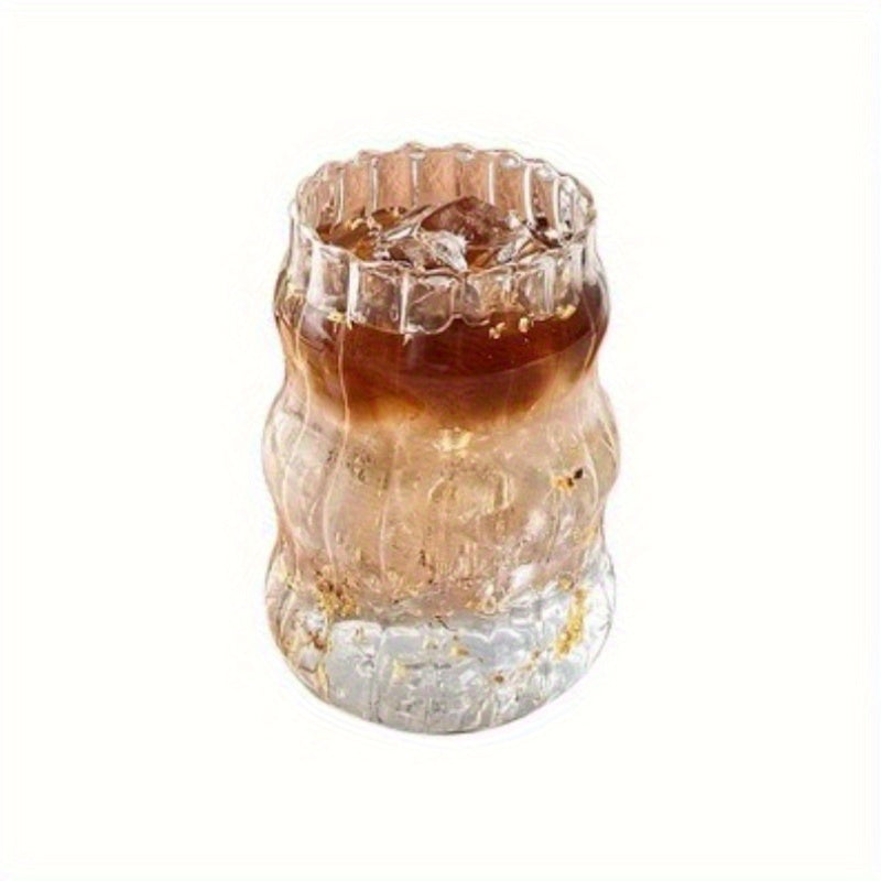 4/6pcs LDQ Ribbed Glass Cups with Straw & Lid - 18oz Wave Design Drinking Glasses for Iced Coffee, Latte, Water, Matcha, Juice - Food-Safe, Leak-Proof, Hand Wash Only, Coffee Accessories, Beverage Serving, Wave Pattern, Natural Style, Hand Wash Safe