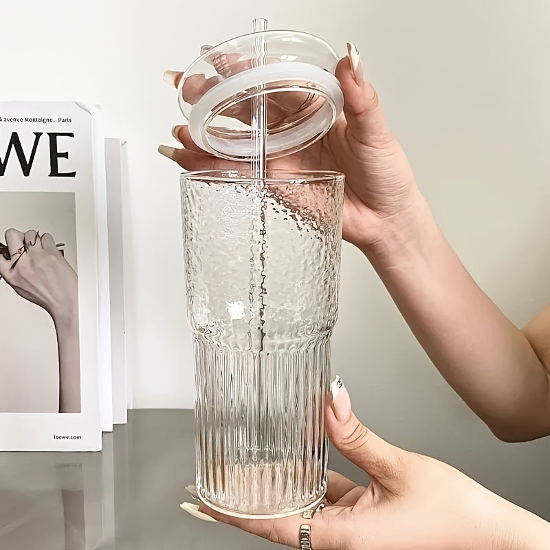 2 Glasses, 650 Ml/22.2 Oz With Lid And Straw - Perfect For Iced Coffee, Smoothies, And Travel - Reusable And Ideal Gift For Women - Christmas Gift