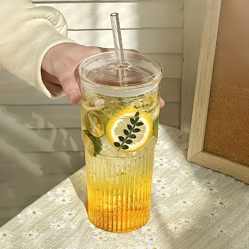 2 Glasses, 650 Ml/22.2 Oz With Lid And Straw - Perfect For Iced Coffee, Smoothies, And Travel - Reusable And Ideal Gift For Women - Christmas Gift
