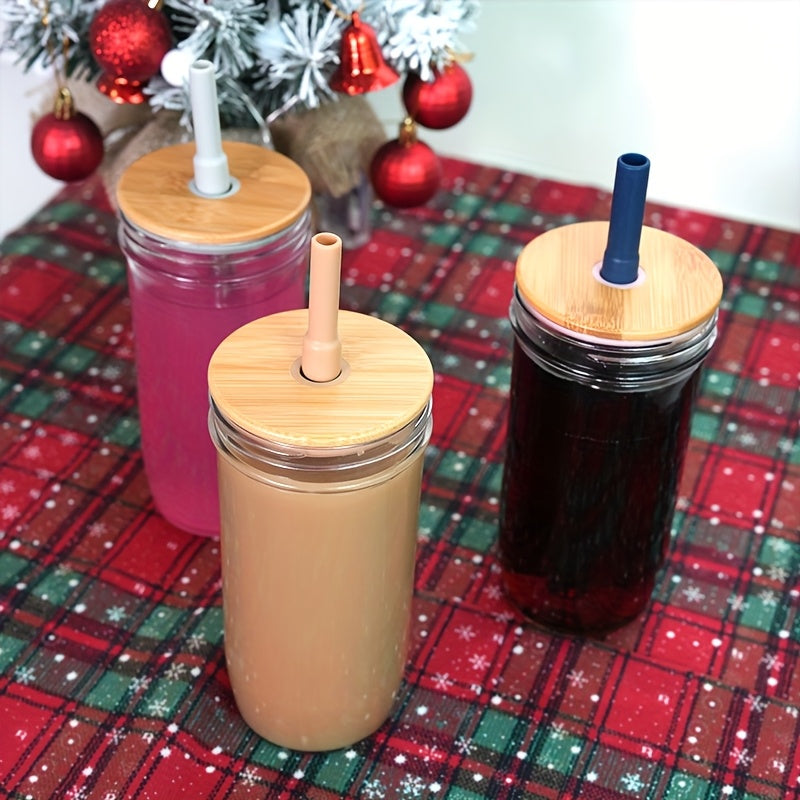 Glass Tumbler with Lids And Straws 2pcs, 24oz Glass Drinking Jars with Lids And Straws, Reusable Wide Mouth Mason Jar Iced Coffee Cup, Smoothie Cup Coffee Travel Mug for Car/Home, Graduation Season